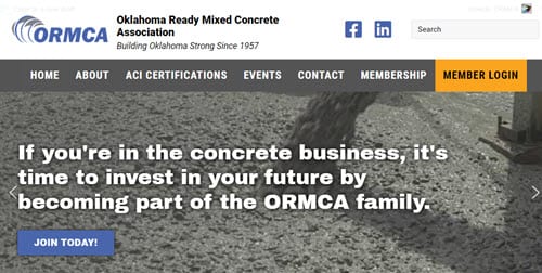 Screenshot of the main page of the new ORMCA website.